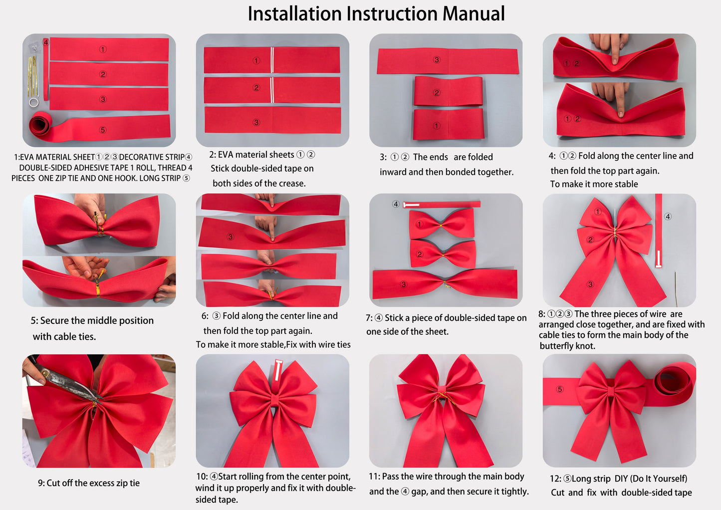 Set of 2 Large Decorative Bows for Door Hanging - Stylish Red Bow for Valentine'S Day, Christmas, New Year, And Celebrations - Ideal for Weddings And Anniversaries - Great Gift, Wreaths for Entrance, Manual Assembly Version