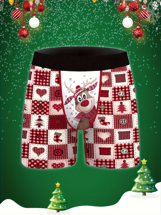 Menโs Christmas Reindeer Boxer Briefs โ Festive Holiday Underwear