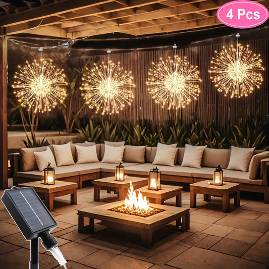 Solar Firework Starburst Lights (4–5 Pack) – LED Outdoor Hanging Lights with 8 Modes