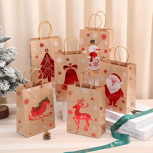 Festive Christmas Paper Gift Bags – Set of 6 Holiday Designsties, and Holidays - Two Sizes Available