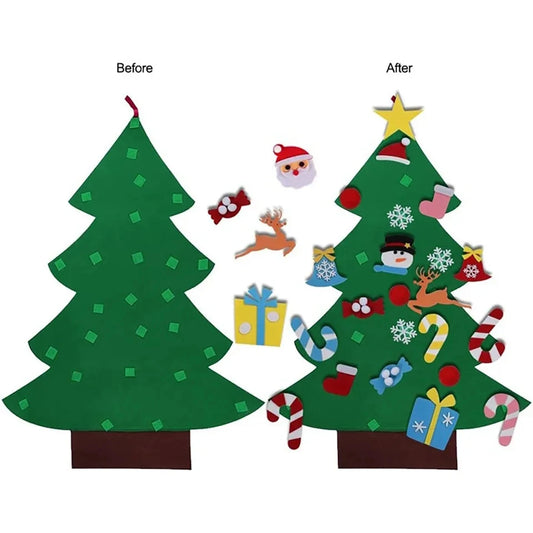 DIY Felt Christmas Tree Christmas Decoration for Home New Year Christmas Ornaments Santa Claus Xmas Kids Gifts Wall Decoration