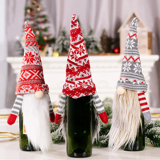 Christmas Decoration Faceless Doll Wine Bottle Holder Santa Claus Wine Bag