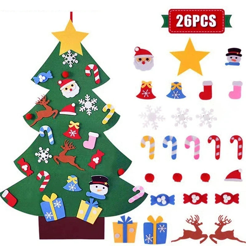 DIY Felt Christmas Tree Christmas Decoration for Home New Year Christmas Ornaments Santa Claus Xmas Kids Gifts Wall Decoration