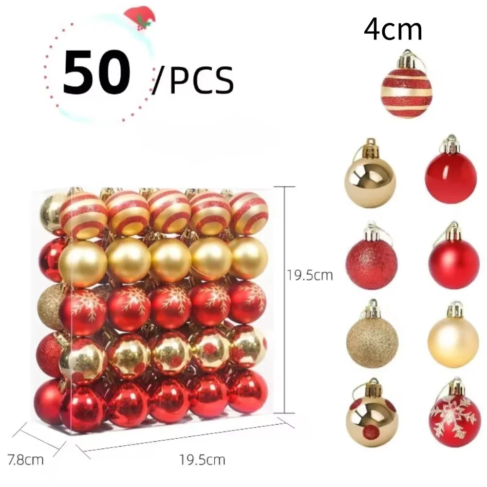 50Pcs Christmas Tree Balls Ornament Xmas Trees Hanging Bauble Pendant 2025 Christmas Decor For Home Navidad 2026 New Year Gifts