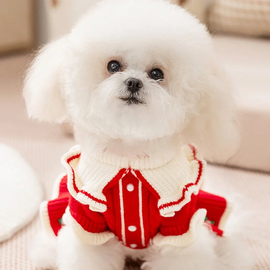 Cute Dog Sweater Dress Puppy Winter Clothes Girls Dog Costume Cotton Cat Clothing Chihuahua Bichon Pet Warm Coat Dog Sweaters