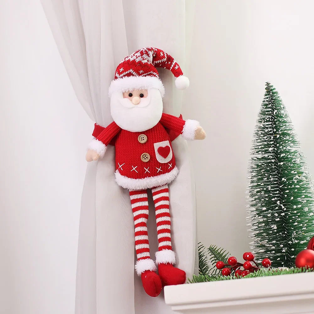 Christmas Curtain Decoration Christmas Doll Santa Claus Elk Snowman Home Ornaments Christmas New Year Party Decorations Gifts