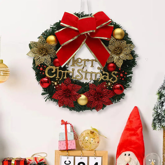 Christmas Door Decor Wreaths Realistic Hanging Wreath Garland Decoration Versatile Bow/Berry/Santa/Reindeer for Home Party Decor