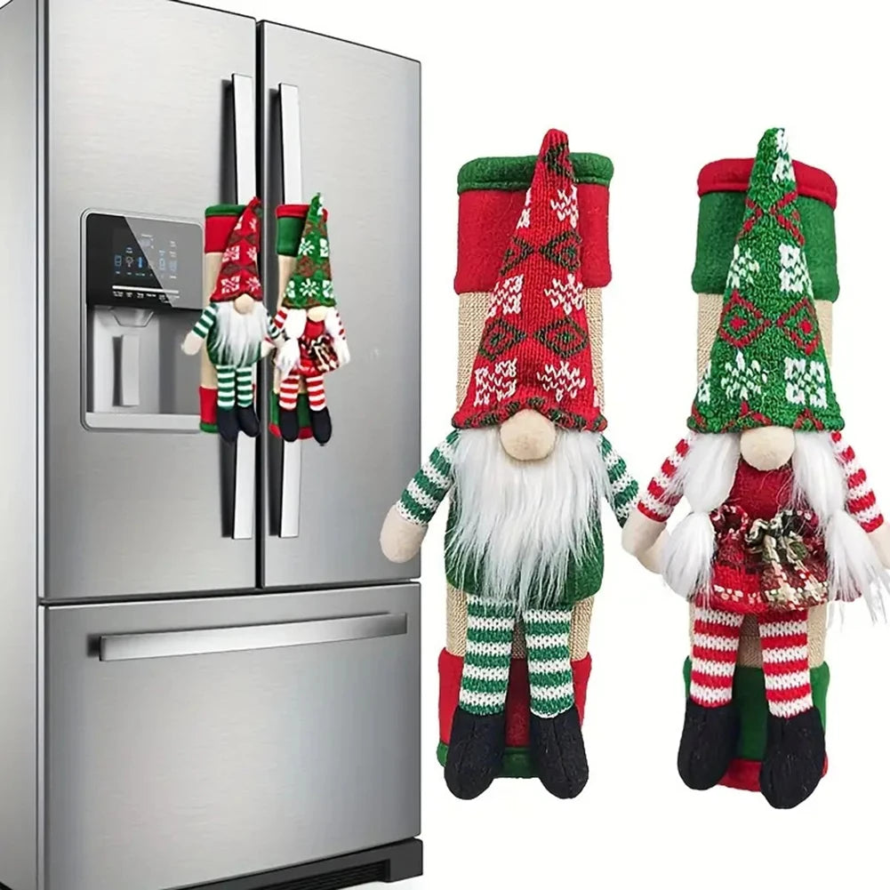 2pcs Christmas Refrigerator Door Handle Protectors Soft Grip Gloves With Scratch And Dirt Protection Festive Decoration New Year