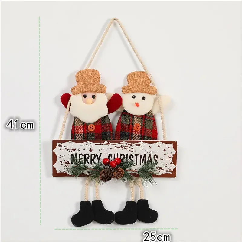 Christmas Decoration Door Hanging Creative Elderly Snowman Elk Bell Display Window Pendant Holiday Gift Scene Decoration