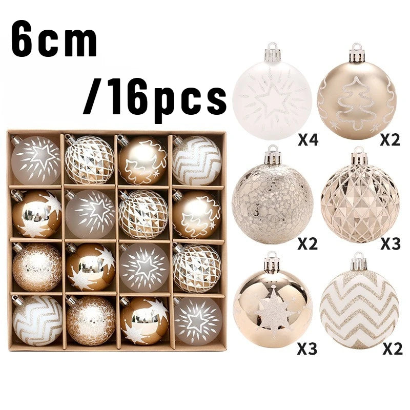42pcs/16pcs Xmas Gift Christmas Ball Set Unique Shaped Painted Christmas Tree Ornaments Reindeer Decorative Hanging Ornaments