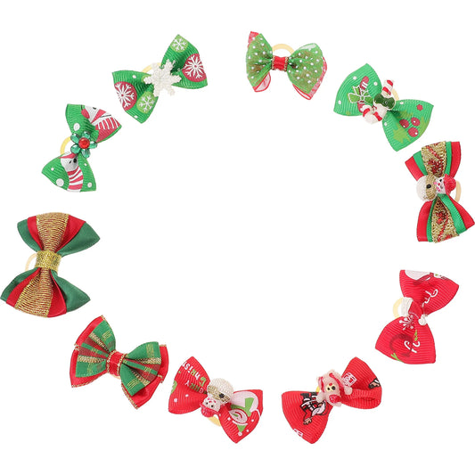 10Pcs Pet Hair Bows Dog Grooming Accessories Festive Bow Ties for Small Dogs Holiday Christmas Gift Dog Bows Pet Hair Bowtie
