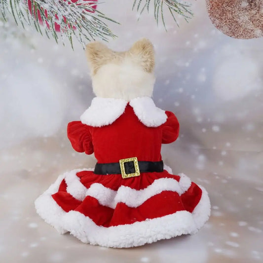 Fashion Cute Santa Claus Dog Skirt Soft Breathable Cats Christmas Dress Warm Pet Christmas Costume Xmas