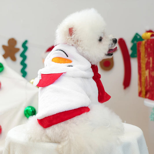 Pet Cute Snowman Christmas Clothes Cat Dog Clothes Autumn and Winter Comfort Pullover Hoodie Happy Dog Clothing