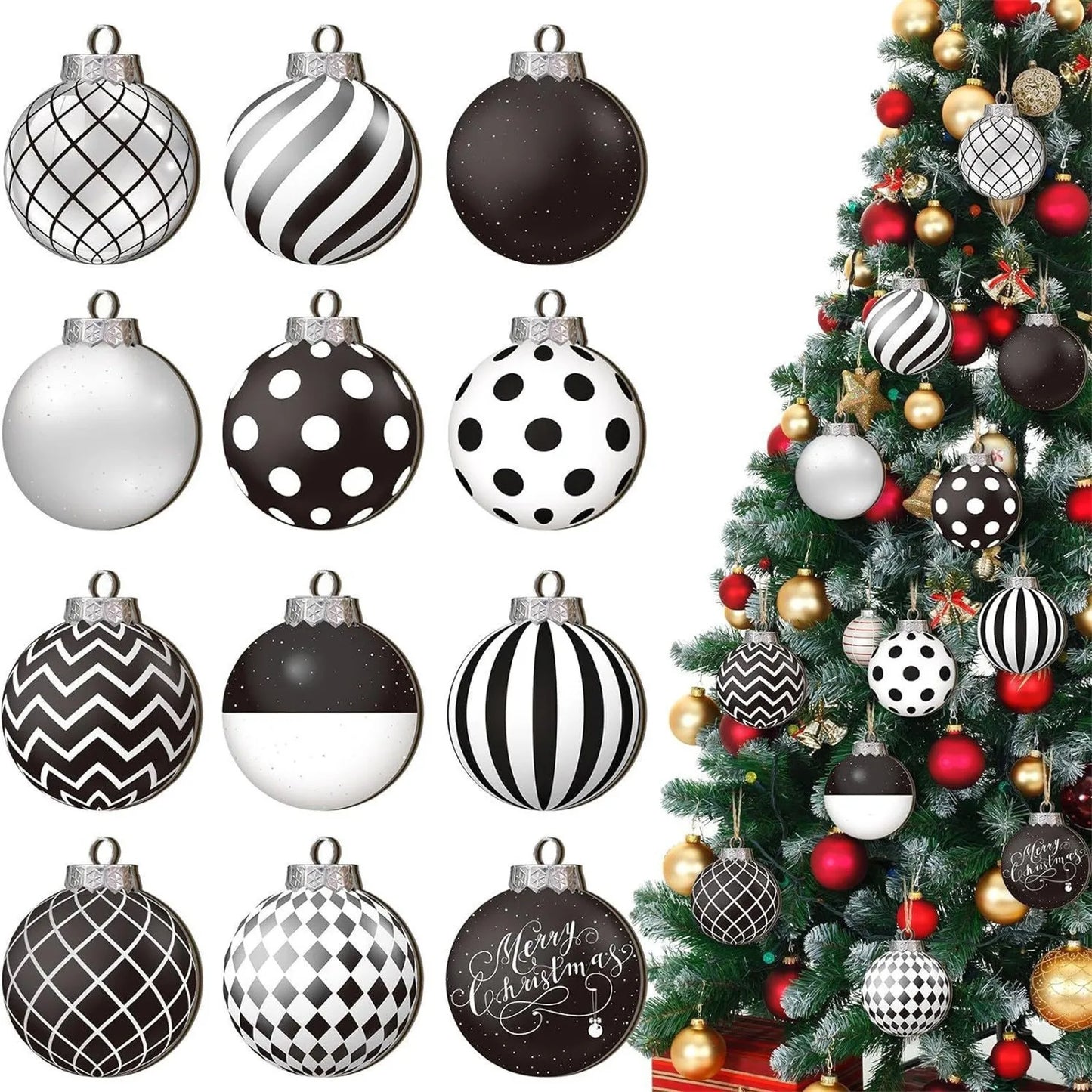 12pcs New Flat Christmas Tree Ornaments Set Wood 2026 Christmas Tree Hanging Ornaments Kits Home Decor 2D Wooden Ornaments