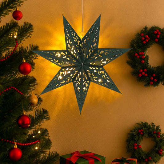 Christmas Paper Star Pendant Merry Christmas Decorations for Home 2025 Navidad Xmas Tree Hanging Lampshades Ornament New Year