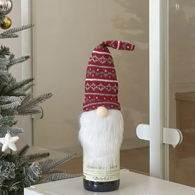 Christmas Supplies Christmas Home Decorations Knitted Wine Bottle Cover for Red Wine Champagne Bottles Restaurant Party Supplies