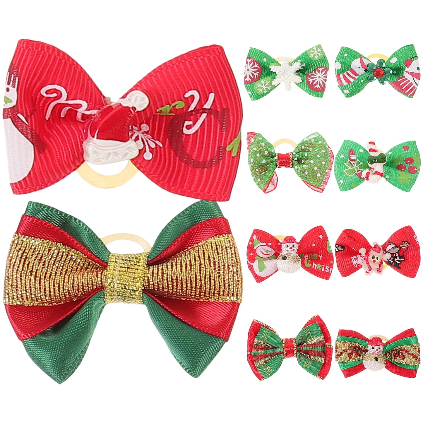 10Pcs Pet Hair Bows Dog Grooming Accessories Festive Bow Ties for Small Dogs Holiday Christmas Gift Dog Bows Pet Hair Bowtie