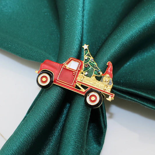 6Pcs Christmas Napkin Rings Xmas Pine Cone Wreath Car Napkin Buckle for Christmas Wedding Party Table Decoration HWC255