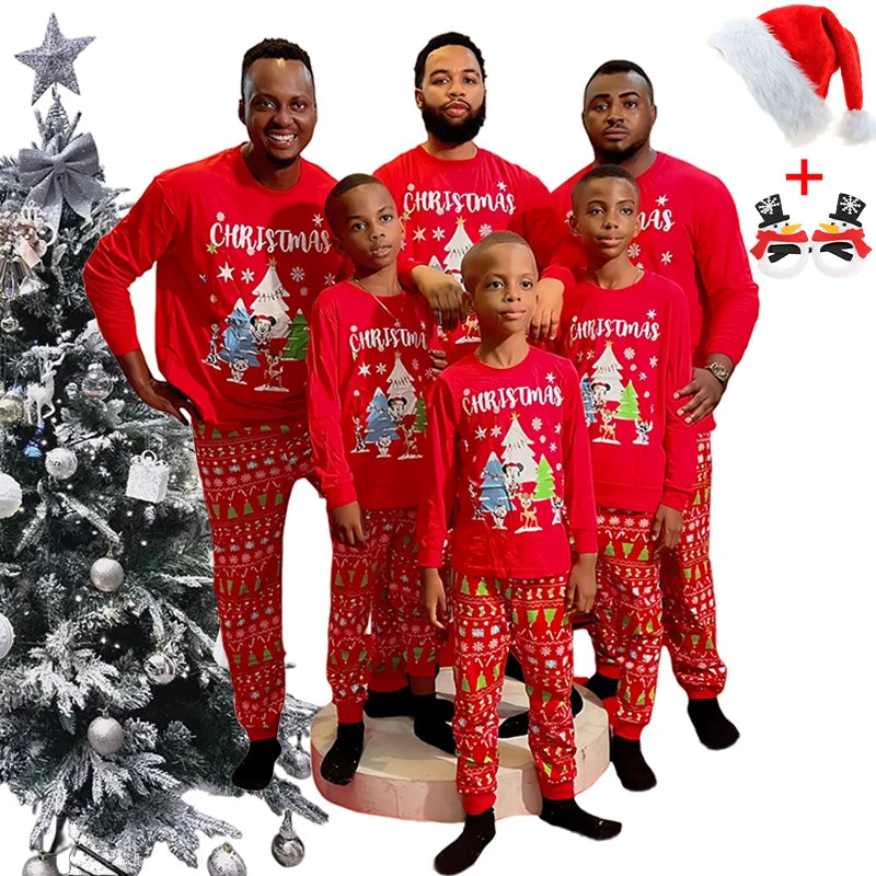 Christmas Family Pajamas – Cartoon Letter Print Matching Sleepwear for Adults & Kids
