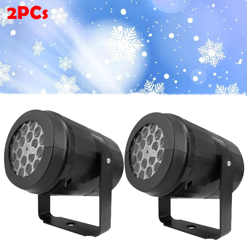 2025 LED USB Snowflake Projector Holiday Lights Christmas Projection Outdoor Lamp Snow Spotlight for New Year Party
