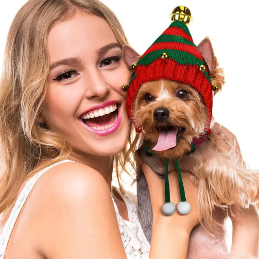 4 Pack Christmas Knitted Dog Santa Hats Bulk Pet Crochet Dog Hats Halloween Christmas Costume Outfit Cap Warm Winter Puppy Cats