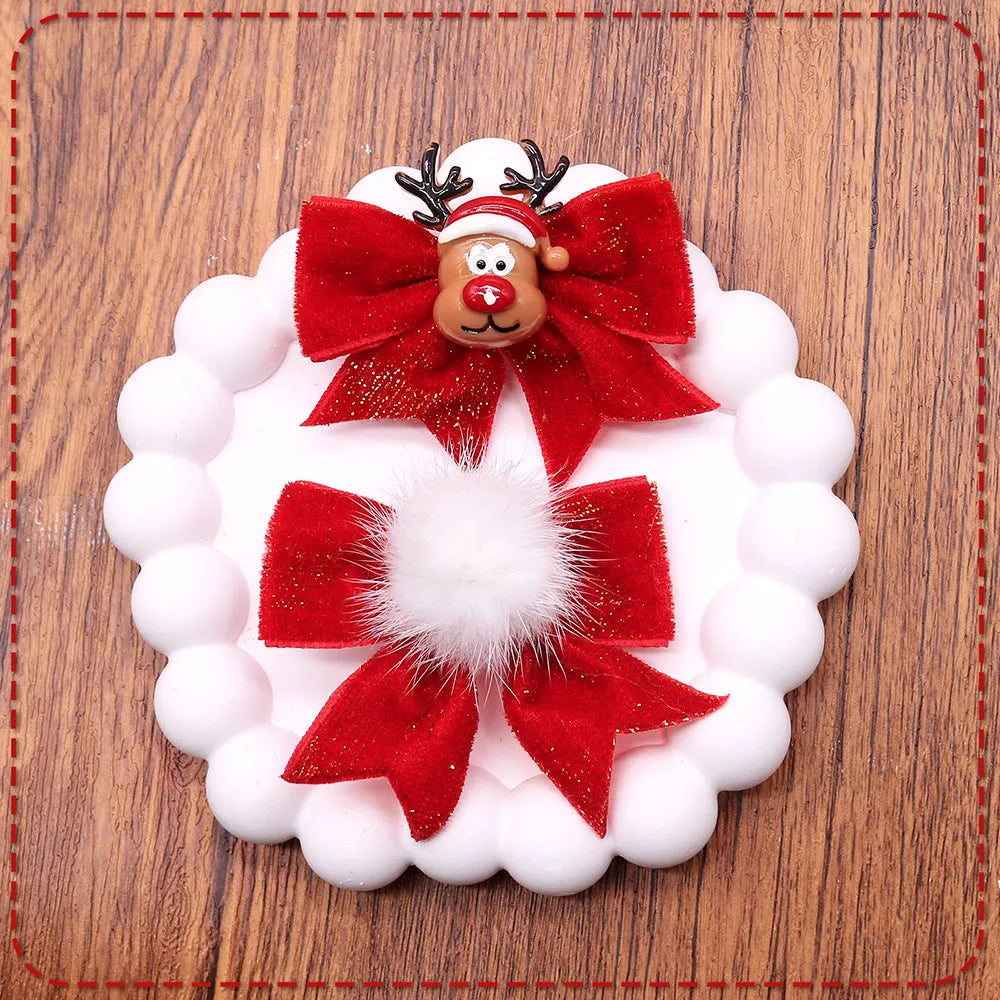 2PCS Dog Hair Clips For Christmas Party Red Style Dog Bows With Metal Clips Puppy Hair Accessories Cute Pet Supplies For Dogs