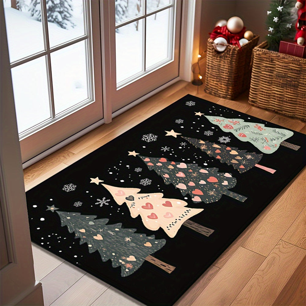 Christmas Tree Welcome Doormat – Non-Slip, Washable Holiday Floor Mat