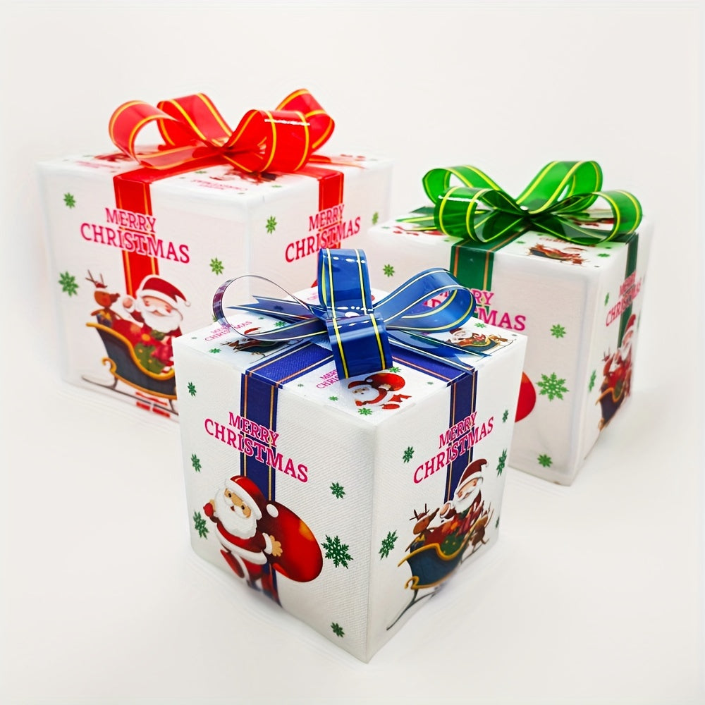 LED Christmas Gift Boxes Set of 3 – Warm White Lighted Holiday Décor for Indoor & Outdoor Use