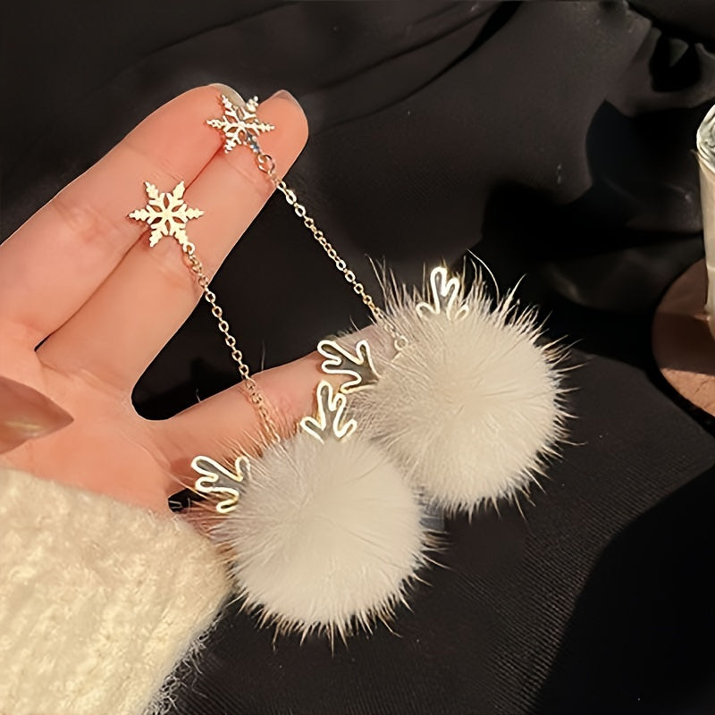 2pcs Christmas Snowflake and Reindeer Element Earrings - Autumn and Winter Fashion Stud Earrings, Hypoallergenic Earrings, Perfect Gifts for Christmas and New Year