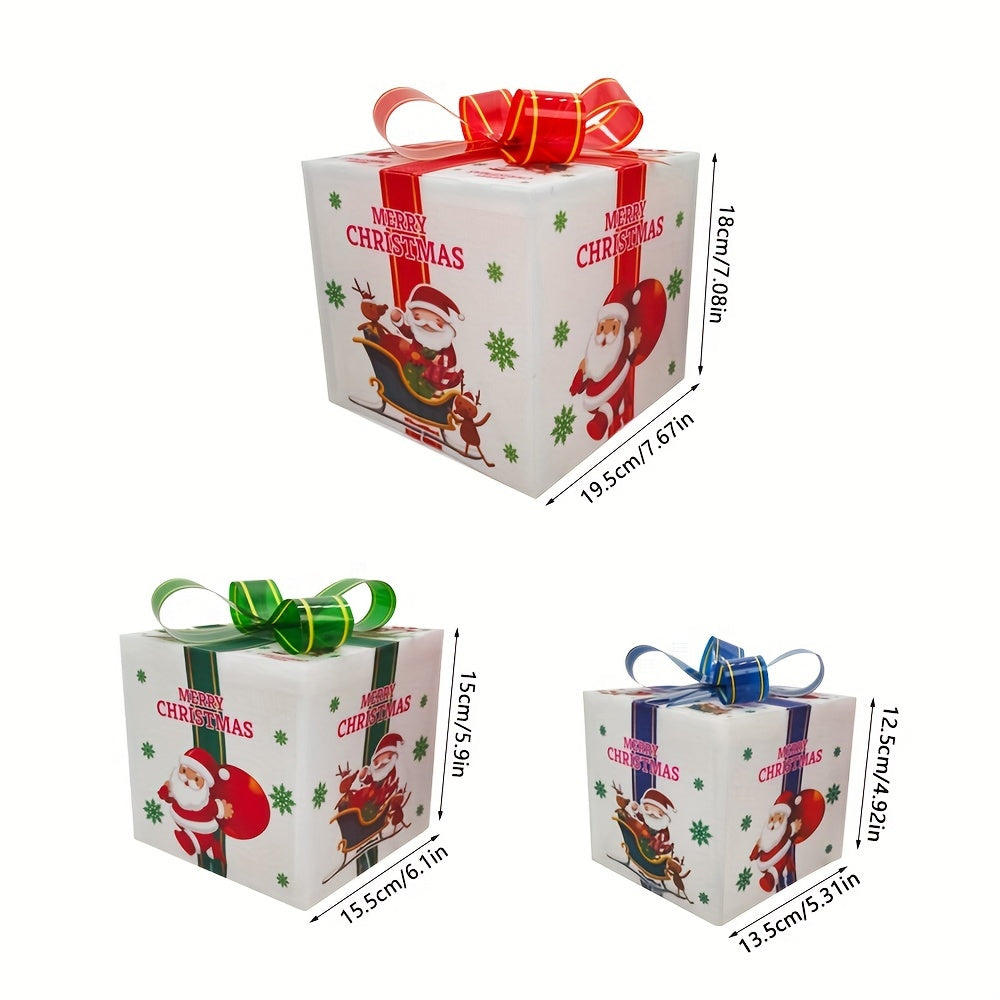 LED Christmas Gift Boxes Set of 3 – Warm White Lighted Holiday Décor for Indoor & Outdoor Use