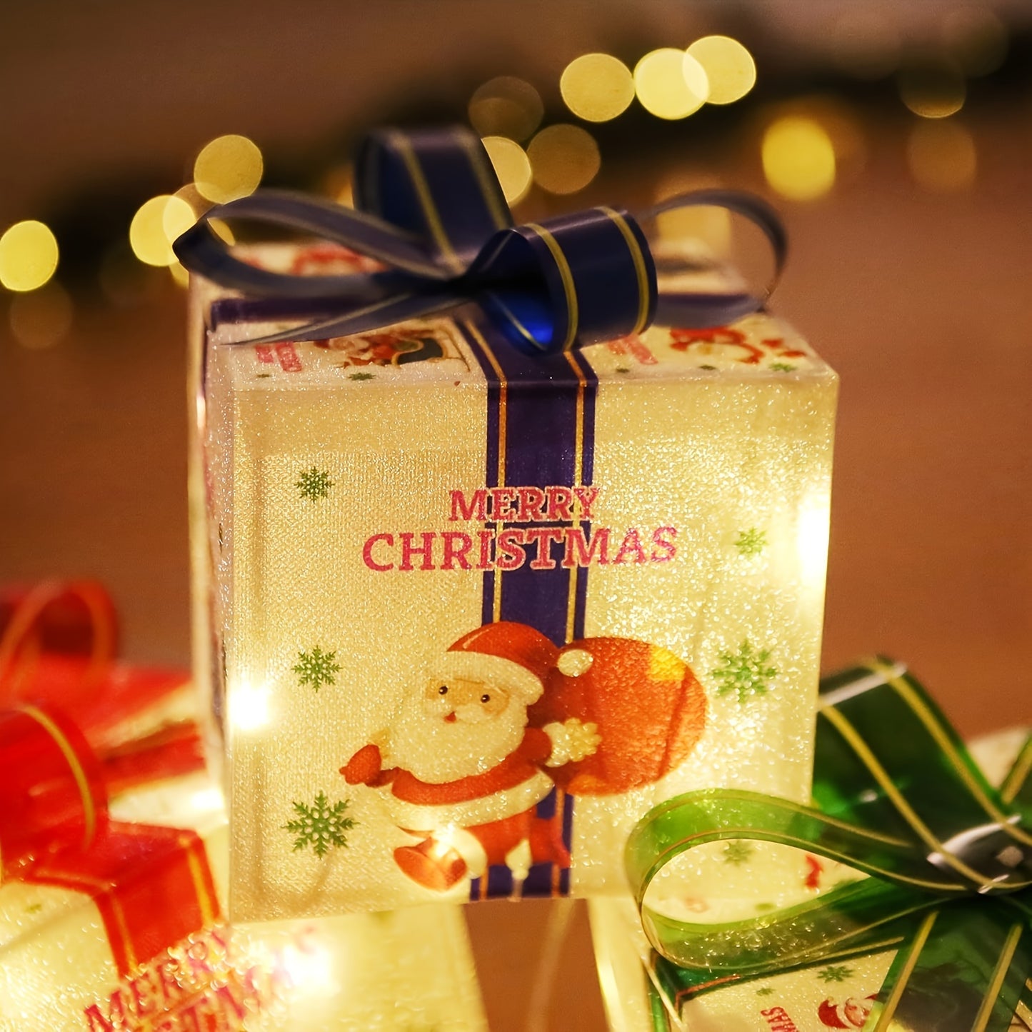 LED Christmas Gift Boxes Set of 3 – Warm White Lighted Holiday Décor for Indoor & Outdoor Use
