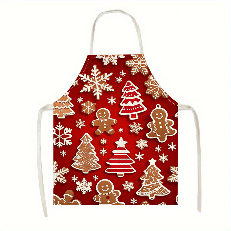 Christmas Kitchen Apron – Festive Red Holiday Linen Apron