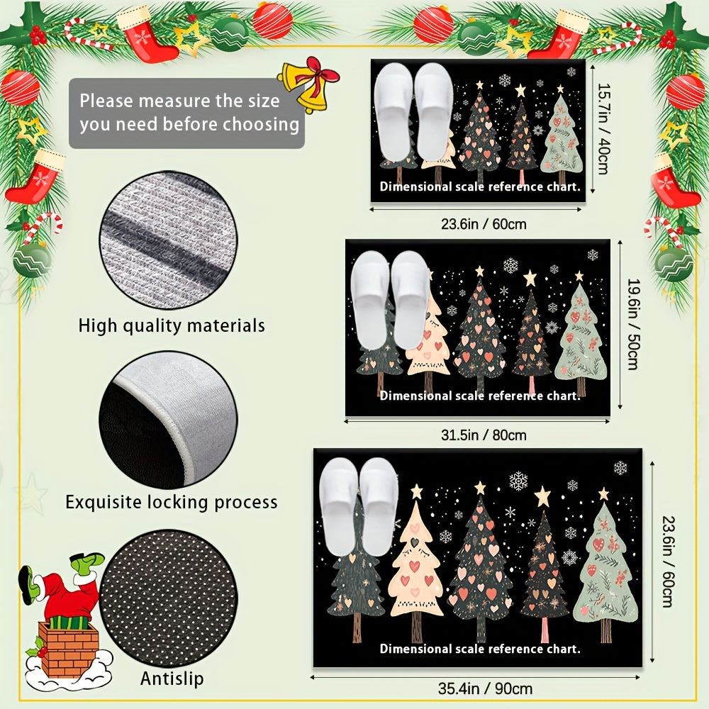 Christmas Tree Welcome Doormat – Non-Slip, Washable Holiday Floor Mat