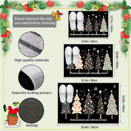 Christmas Tree Welcome Doormat – Non-Slip, Washable Holiday Floor Mat