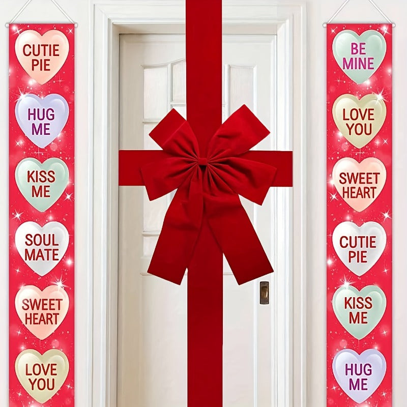 Set of 2 Large Decorative Bows for Door Hanging - Stylish Red Bow for Valentine'S Day, Christmas, New Year, And Celebrations - Ideal for Weddings And Anniversaries - Great Gift, Wreaths for Entrance, Manual Assembly Version