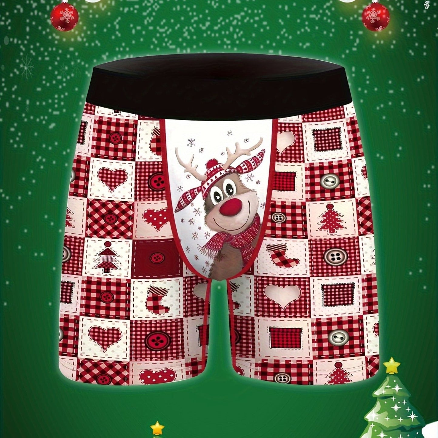 Men’s Christmas Reindeer Boxer Briefs – Festive Holiday Underwear