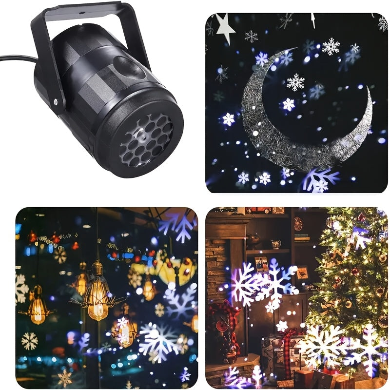 LED Snowflake Projector Light – USB Powered Rotating Christmas Snowflake Light