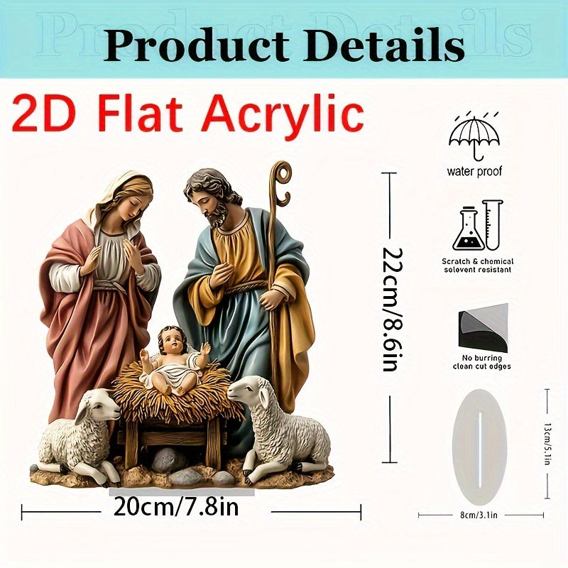 Christmas Miracle Advent Scene – Acrylic Nativity Ornaments with Holy Family Design