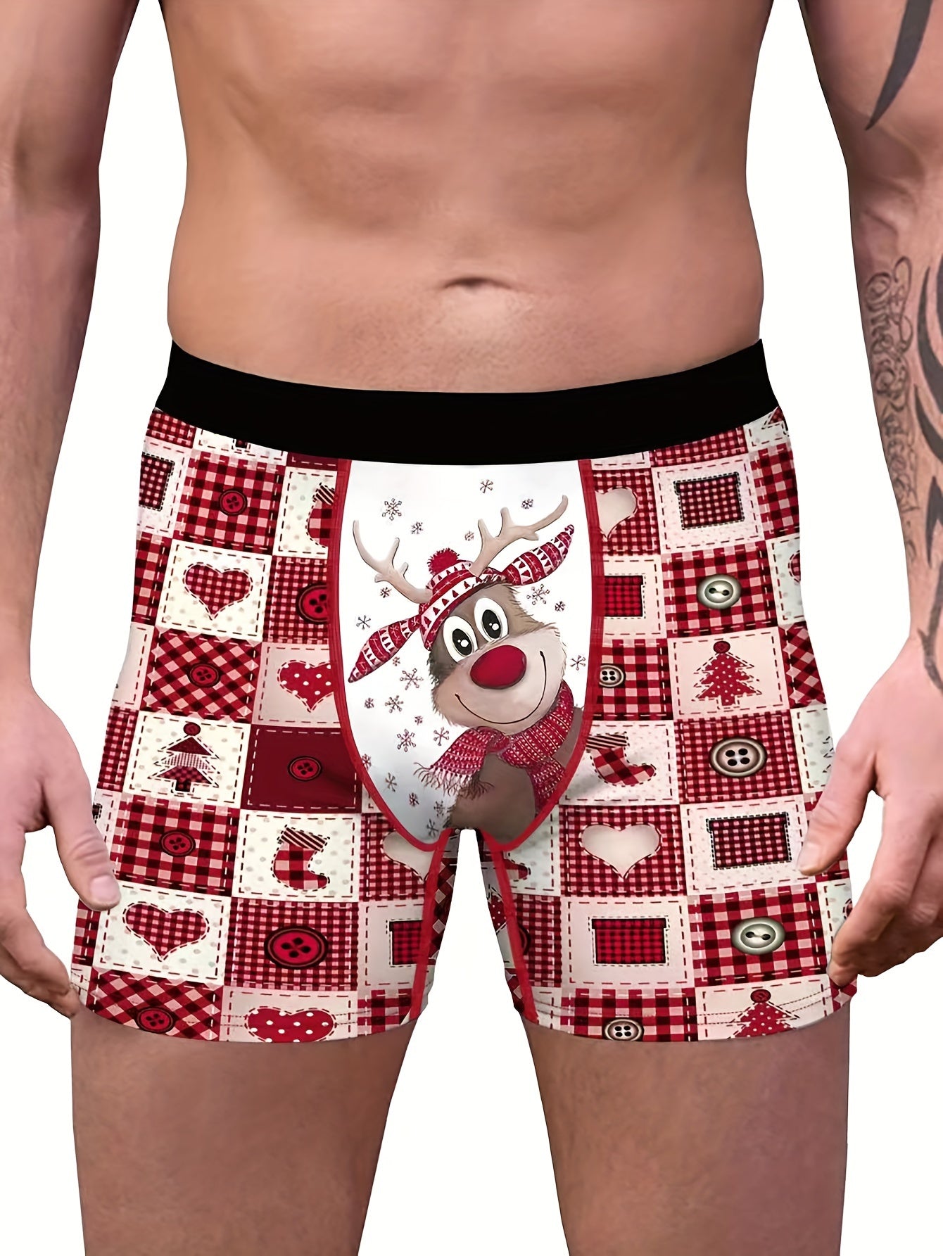 Men’s Christmas Reindeer Boxer Briefs – Festive Holiday Underwear