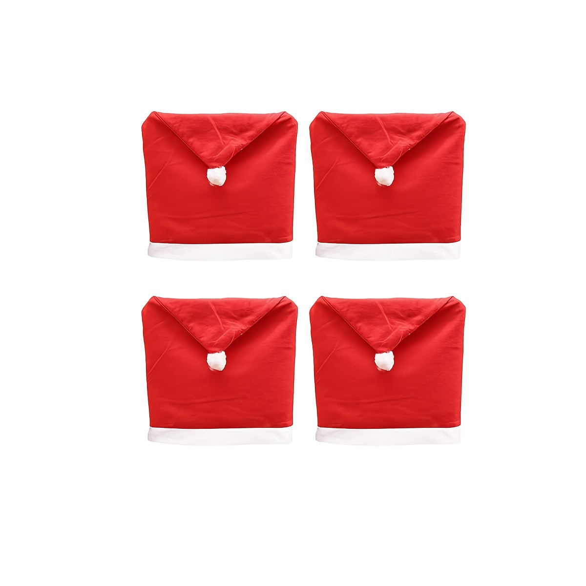 [Festive Red Chair Covers] 4pcs Festive Red Chair Covers with Santa Hat Design - Polyester, Hand Wash Only, Perfect for Christmas Dining & Living Room Decor, Adds Holiday Cheer to Your Table Setting, Christmas Decorations, Ch