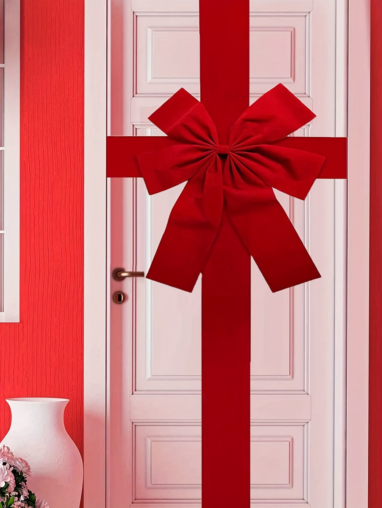 Set of 2 Large Decorative Bows for Door Hanging - Stylish Red Bow for Valentine'S Day, Christmas, New Year, And Celebrations - Ideal for Weddings And Anniversaries - Great Gift, Wreaths for Entrance, Manual Assembly Version