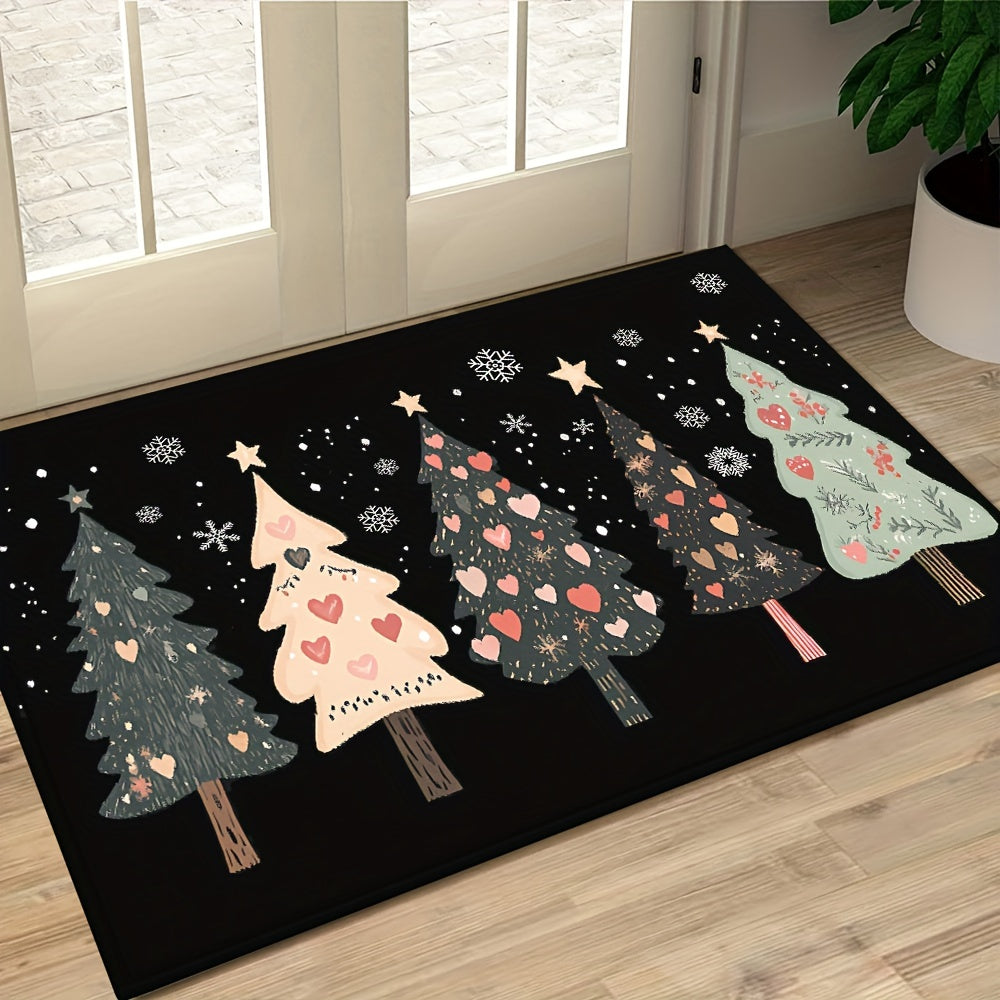 Christmas Tree Welcome Doormat – Non-Slip, Washable Holiday Floor Mat