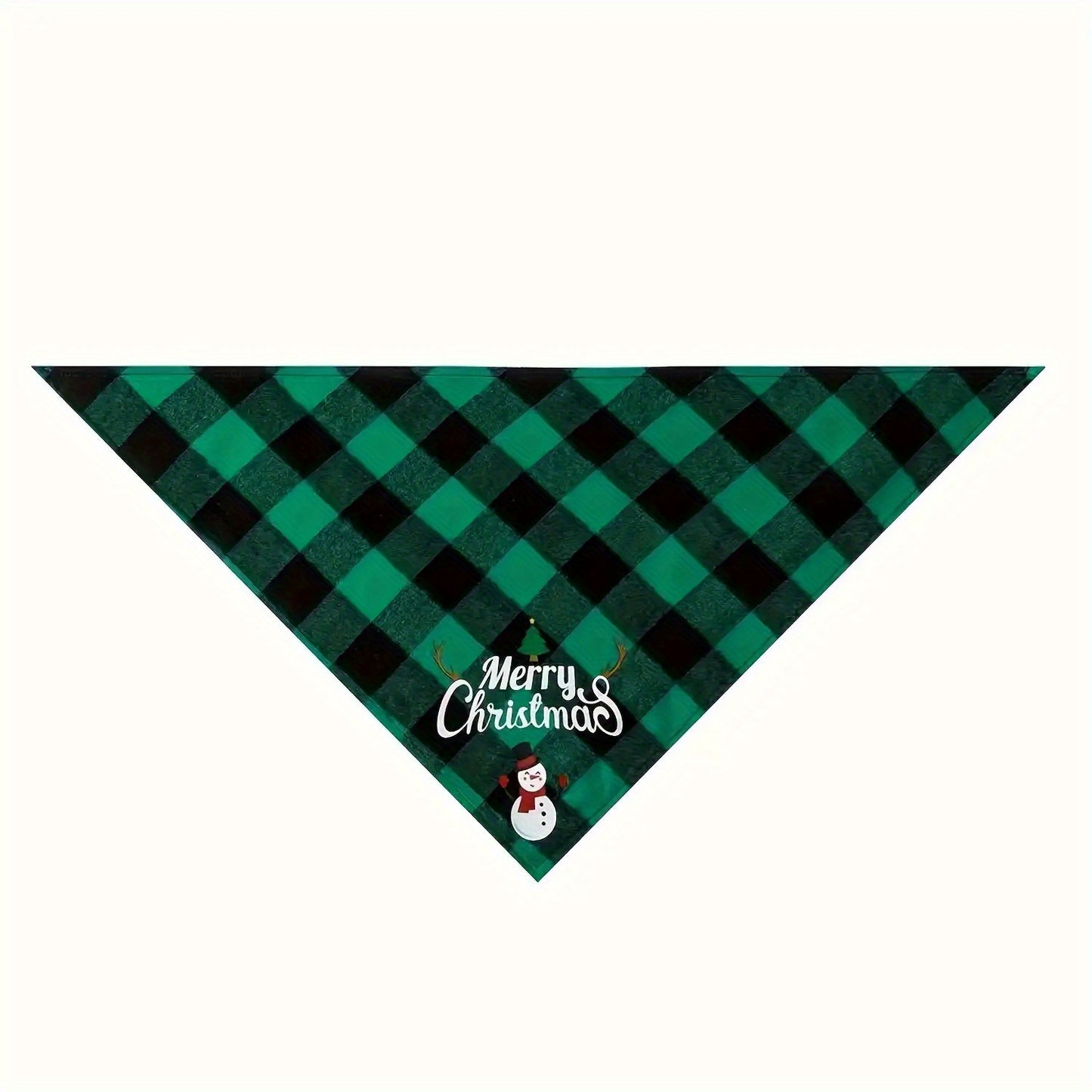 Christmas Dog Bandana- Santa Print& "Merry Christmas" Plaid Bib for Small/Medium Dogs- Adjustable Holiday Party Accessory- Festive Cozy Fit Pet Scarf