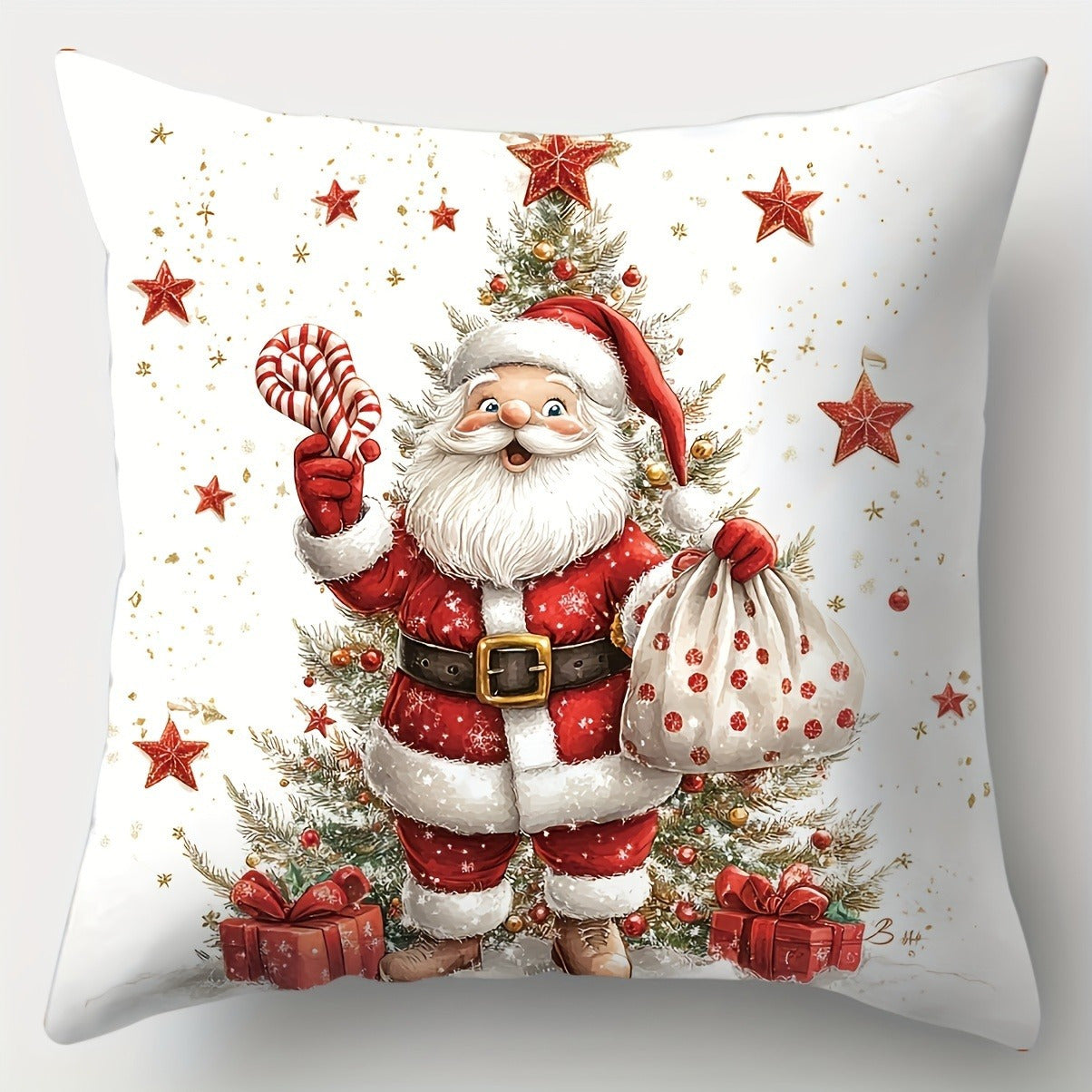 4pcs-Christmas pillowcase set, modern polyester decorative pillowcase, with zipper, 17.72 inches - printed with holiday snowman, reindeer, Santa Claus and gnome, suitable for sofa, living room and office decoration - washable