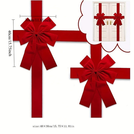 Set of 2 Large Decorative Bows for Door Hanging - Stylish Red Bow for Valentine'S Day, Christmas, New Year, And Celebrations - Ideal for Weddings And Anniversaries - Great Gift, Wreaths for Entrance, Manual Assembly Version