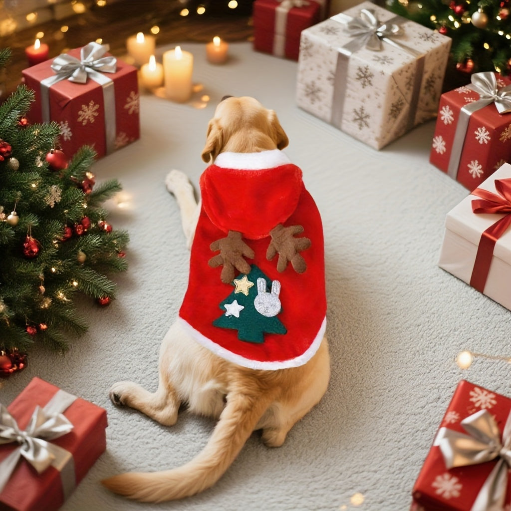 Christmas Dog Costume - Santa Claus & Reindeer Style Winter Hoodies with Buttons | Warm Knit Vests, Pet Cold-Weather Sweater Coats, Onesies for Party Role-Playing Suitable for Small and Medium Dogs & Cats