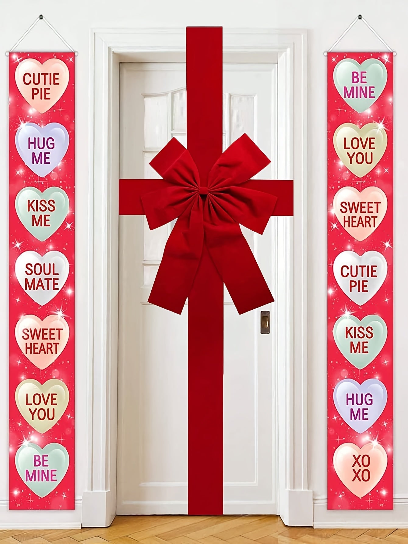 Set of 2 Large Decorative Bows for Door Hanging - Stylish Red Bow for Valentine'S Day, Christmas, New Year, And Celebrations - Ideal for Weddings And Anniversaries - Great Gift, Wreaths for Entrance, Manual Assembly Version