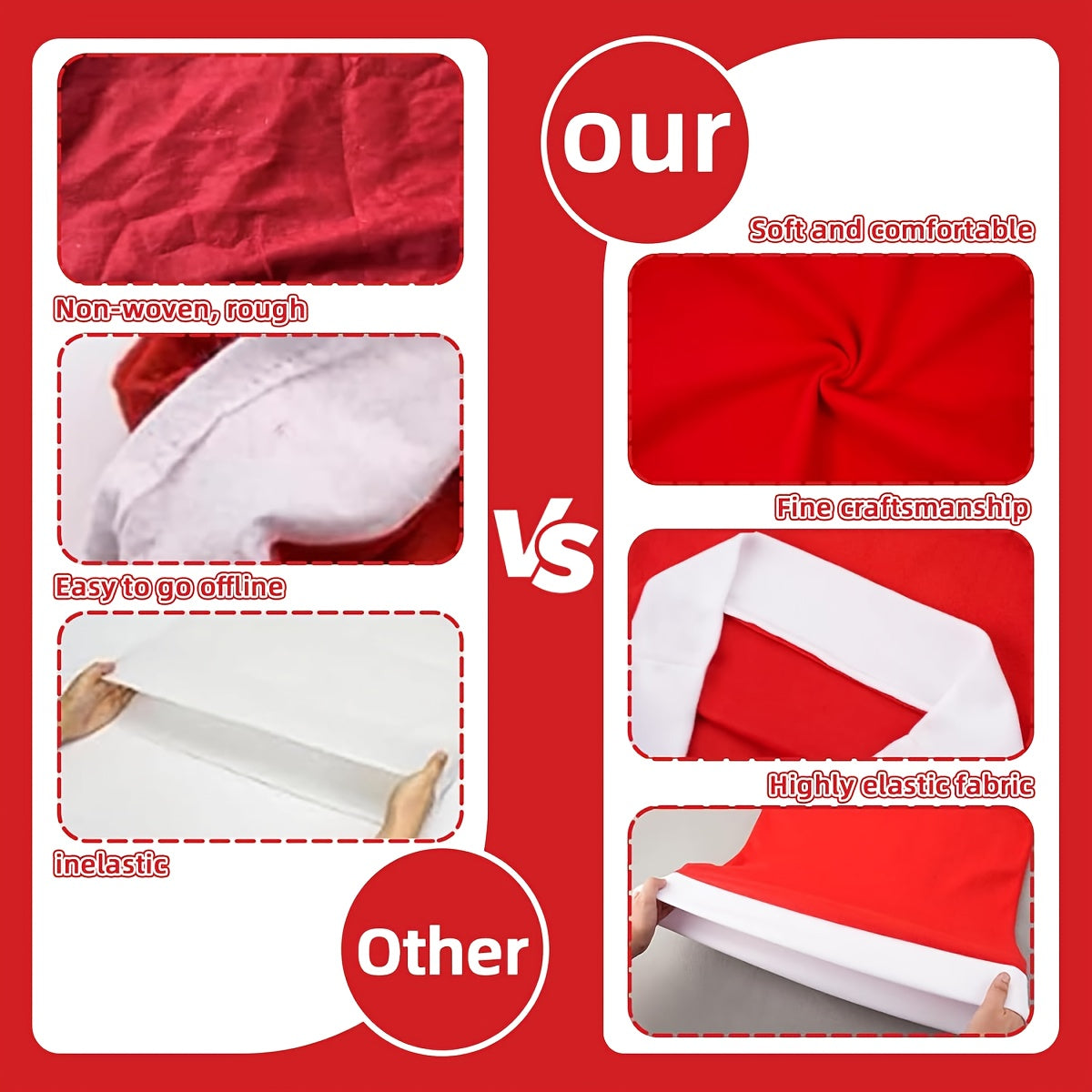 [Festive Red Chair Covers] 4pcs Festive Red Chair Covers with Santa Hat Design - Polyester, Hand Wash Only, Perfect for Christmas Dining & Living Room Decor, Adds Holiday Cheer to Your Table Setting, Christmas Decorations, Ch