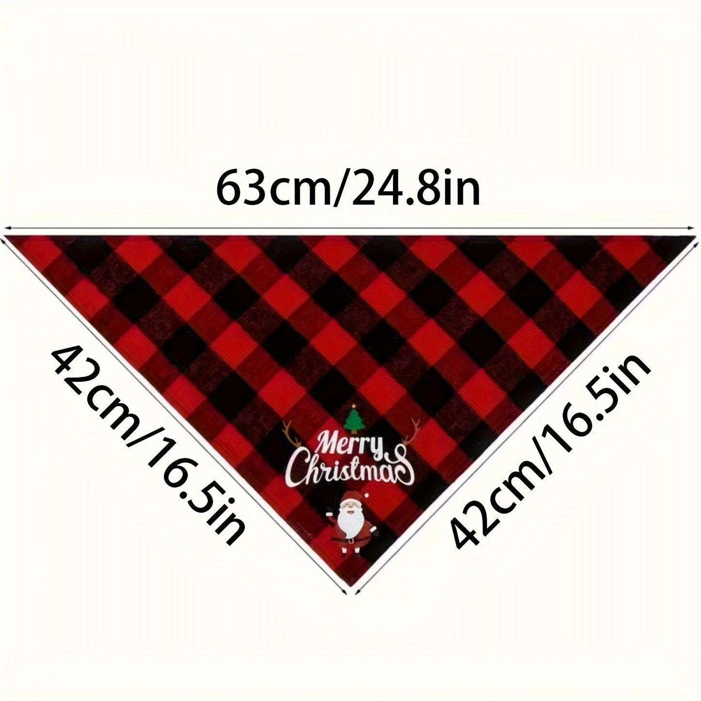 Christmas Dog Bandana- Santa Print& "Merry Christmas" Plaid Bib for Small/Medium Dogs- Adjustable Holiday Party Accessory- Festive Cozy Fit Pet Scarf