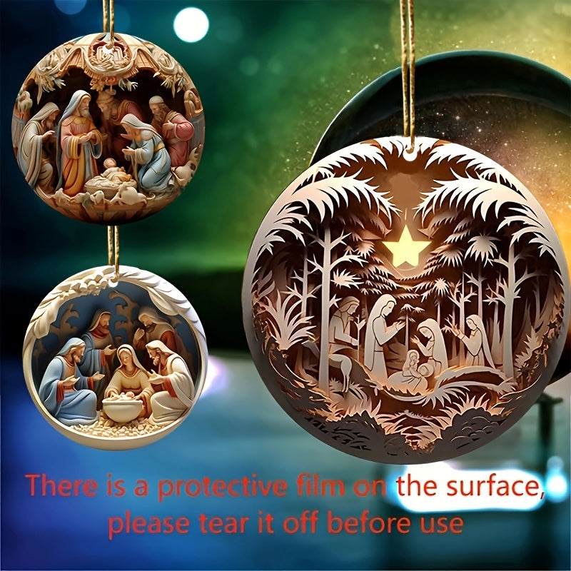 Nativity Christmas Hanging Ornament – Acrylic 3D Effect Holiday Décor